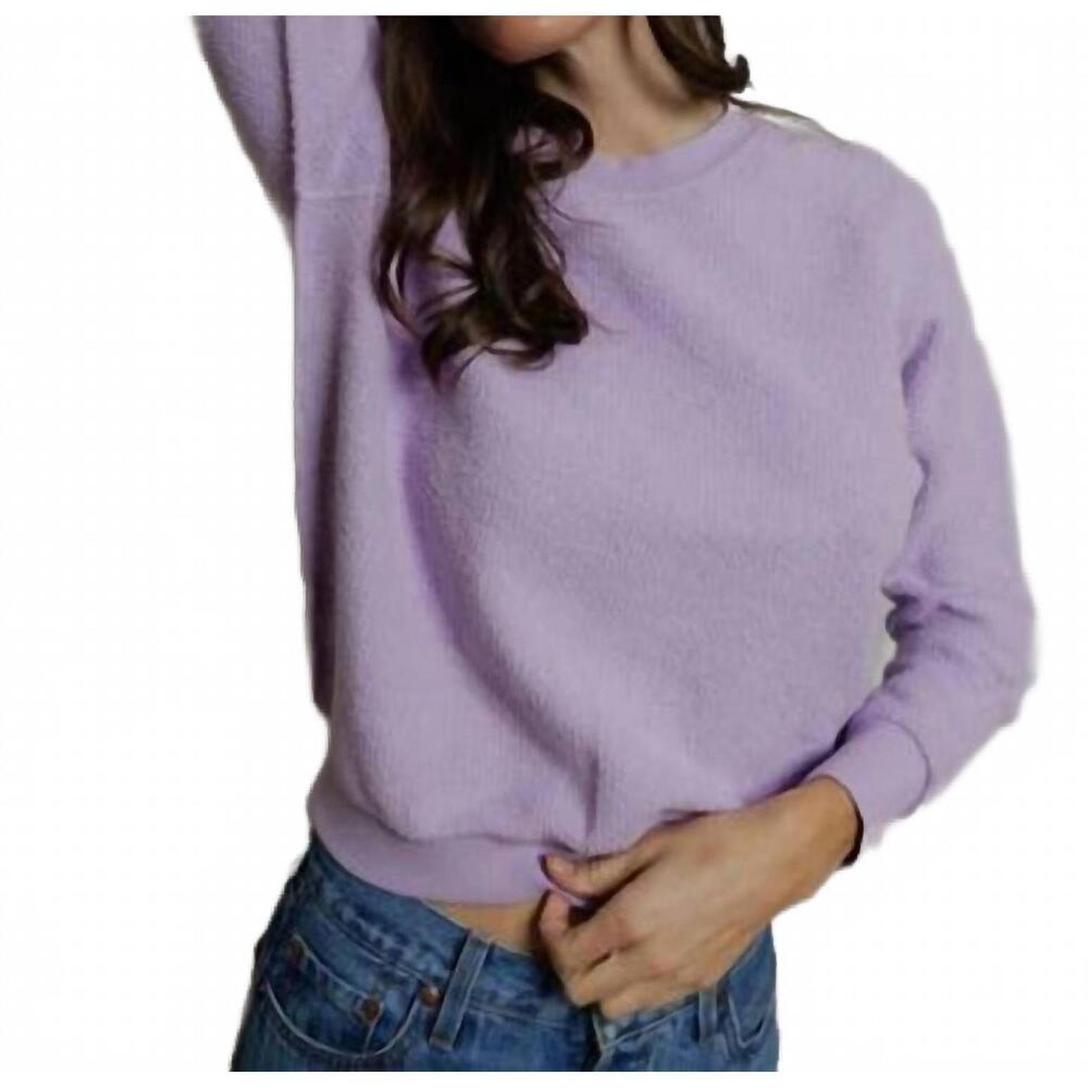 NEW PERFECTWHITETEE ziggy reverse fleece crewneck sweatshirt in ultraviolet - Picture 3 of 8